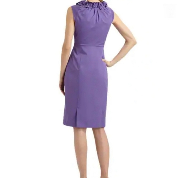 Elie Tahari Roxanna Poplin Ruffle Neck Trim Dress Prism Lilac 14 - Picture 2 of 15